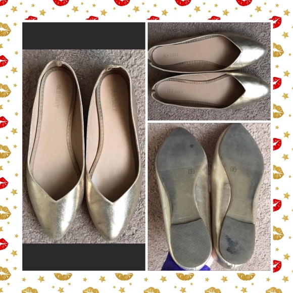 Old Navy Shoes - SOLDGold pointed flats sz 9 by Old Navy